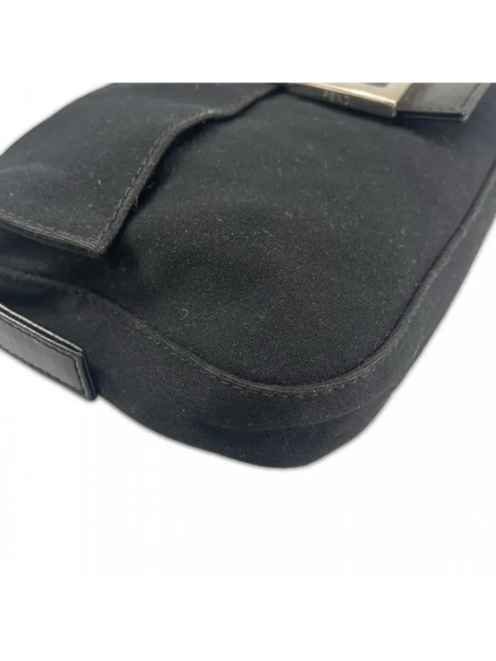 Fendi Handbag Mamma Bucket Satin Black Silver